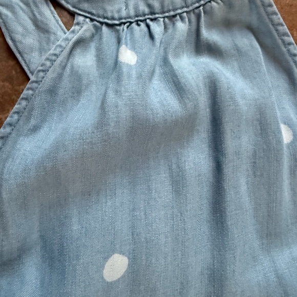 Anthropologie Cloth & Stone Chambray Polka Dot Jumpsuit Cropped Wide Leg - Picture 8 of 9